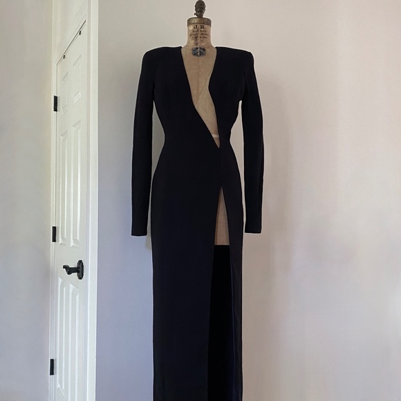 MONOT Black Plunging V-Neck Dress Evening Gown US8 - Picture 13 of 16